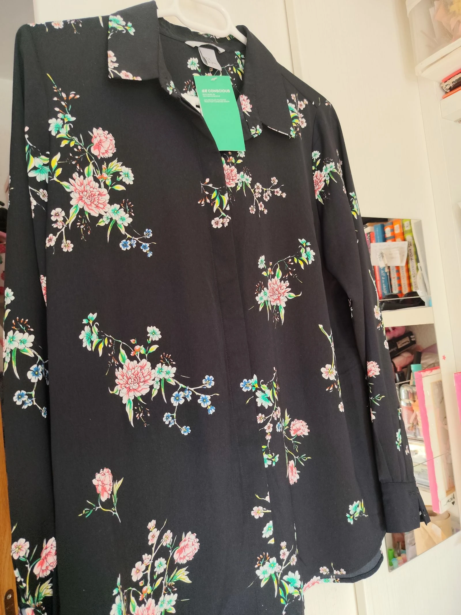 New H&M black floral shirt Size M 38/40 – photo 7
